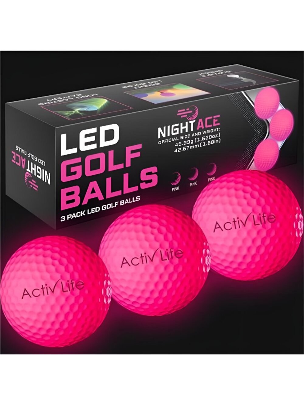 LED Golf Balls - Best Novelty Gift for Golfers - 40 Hours Battery Life